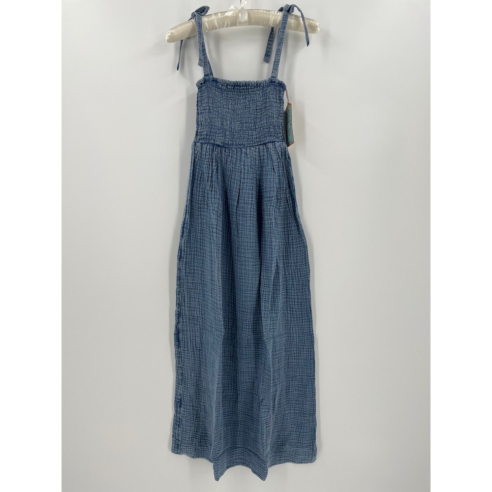 Faherty Dune Cotton Gauze Ella Dress Light‎ Indigo Wash Organic Cotton XXS NWT
